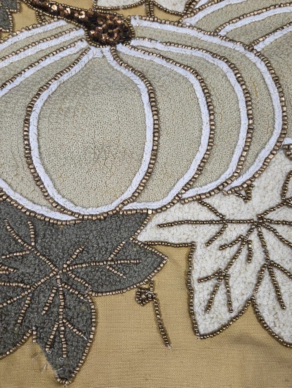 Burton + Burton Pumpkin Table Runner Sequin Beaded Fall Festive Size 14x72